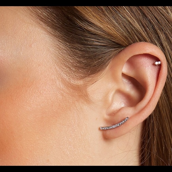 Nadri Jewelry - NADRI Curved Crystal Pave Bar Earring